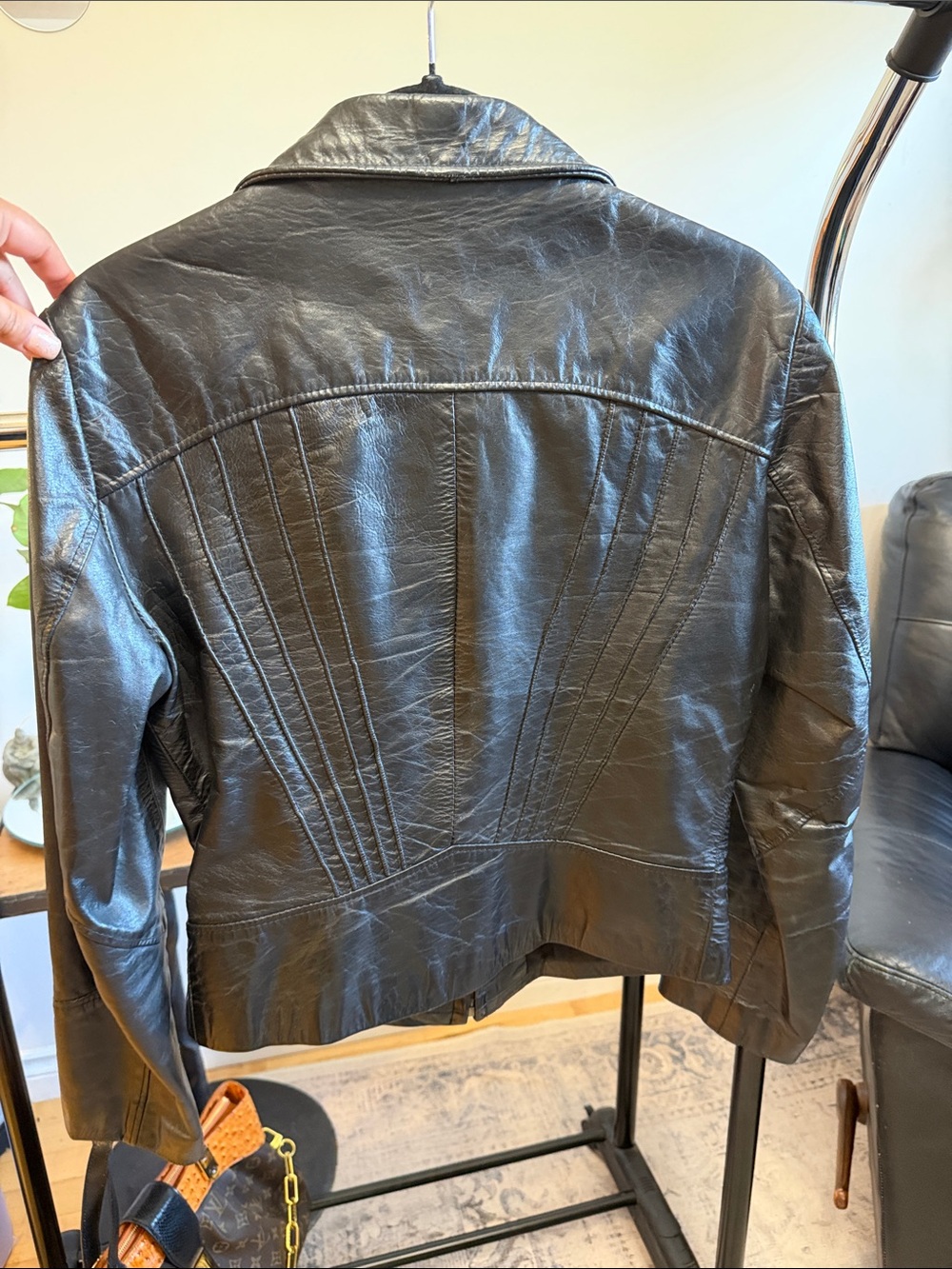 Marquise Black Leather Paneled Zip-Up Jacket - Picture 6 of 12